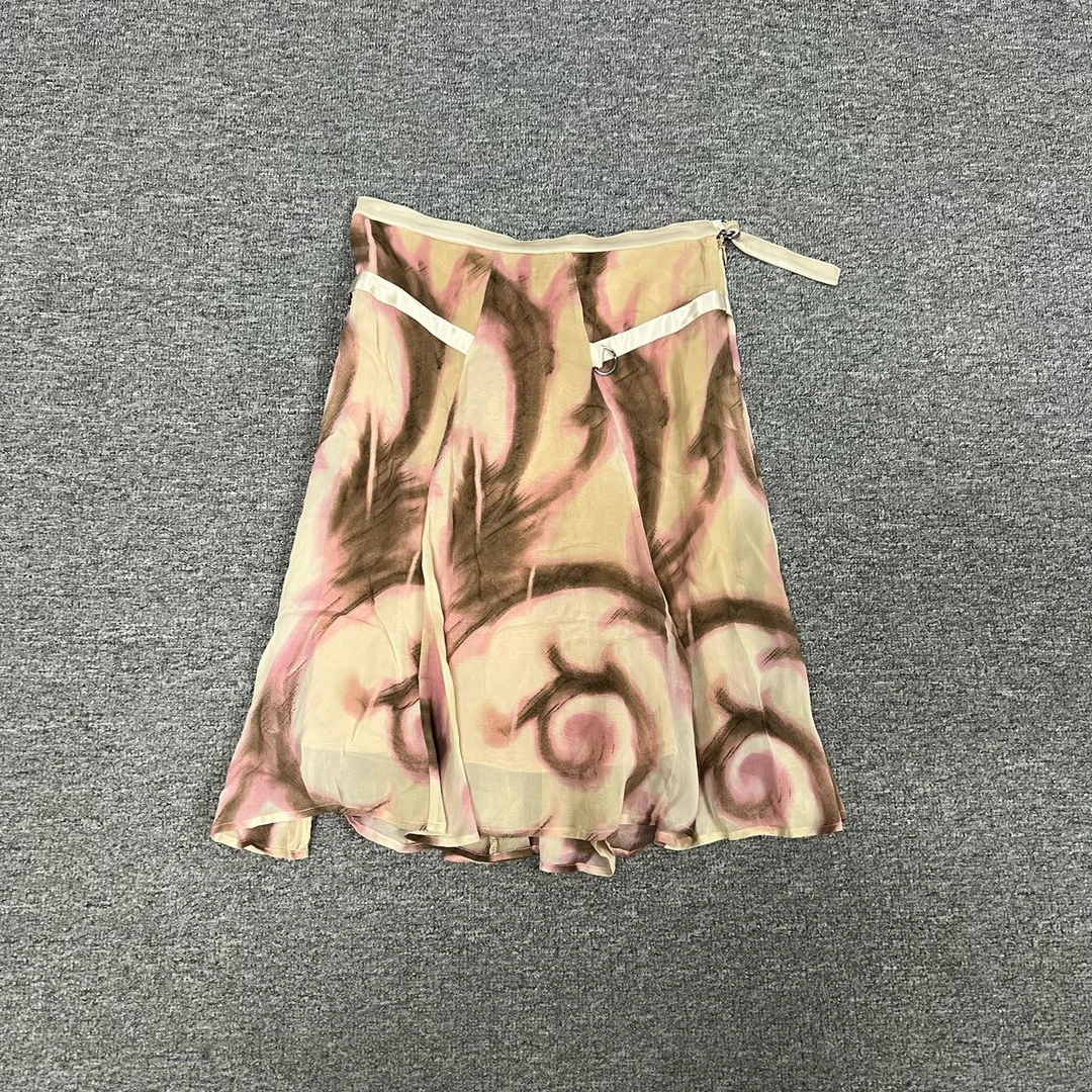 99新 VERSACE/范思哲 粉色 浪花 半身裙 38码