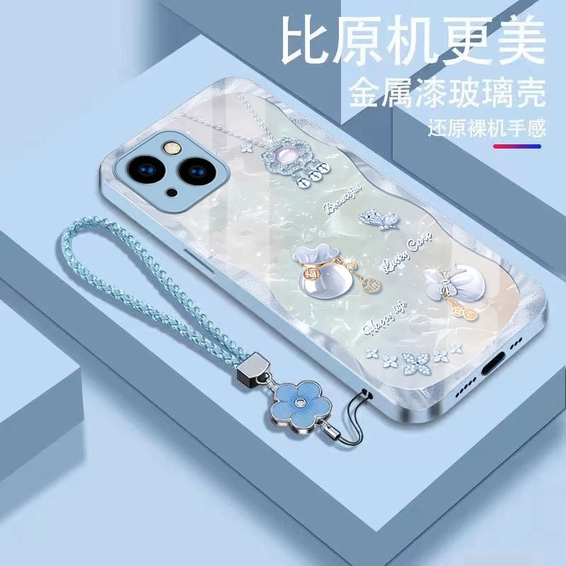 好运福袋适用【苹果系列】手机壳耐脏玻璃壳新款轻奢全包防摔金属漆