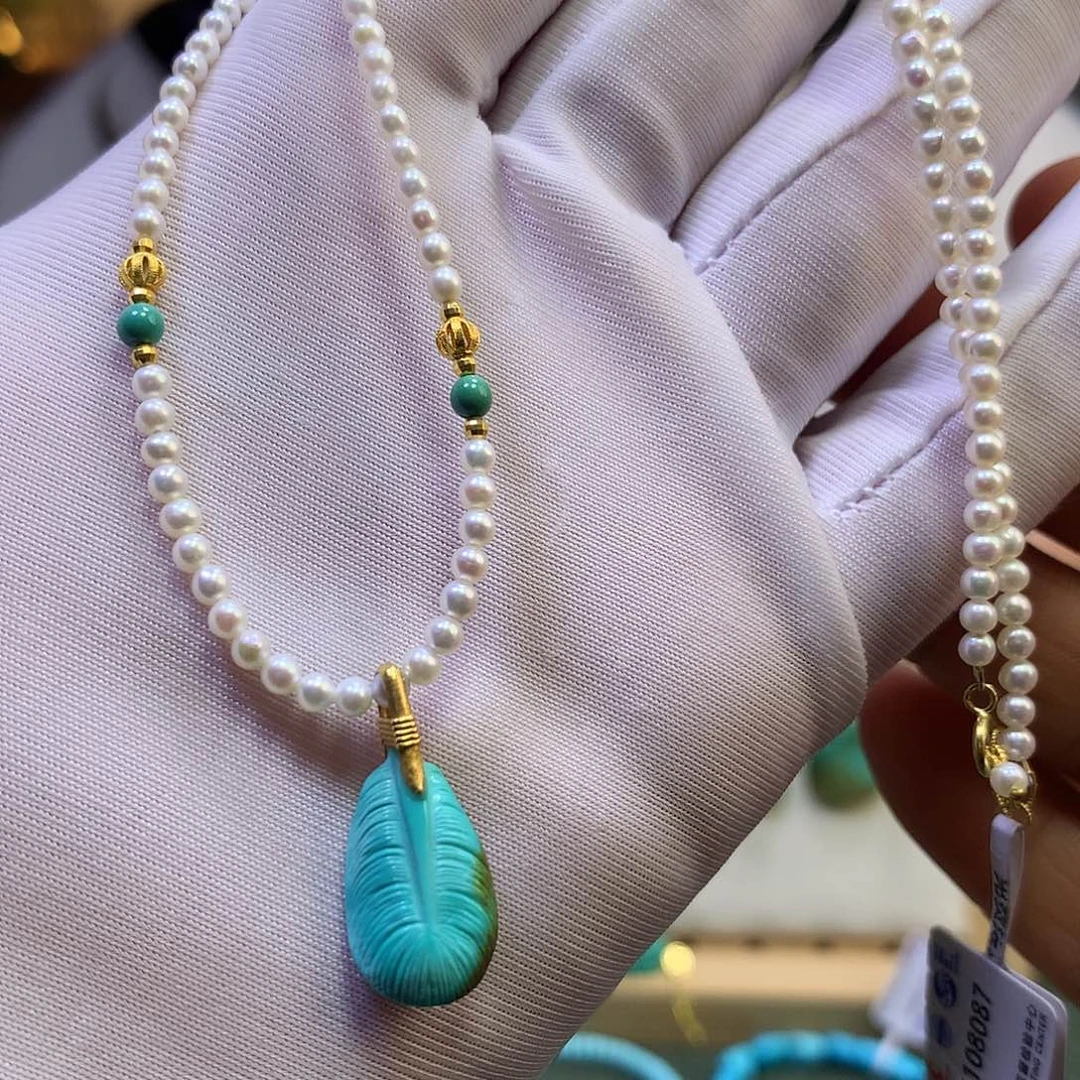 绿松石18K金镶嵌项链