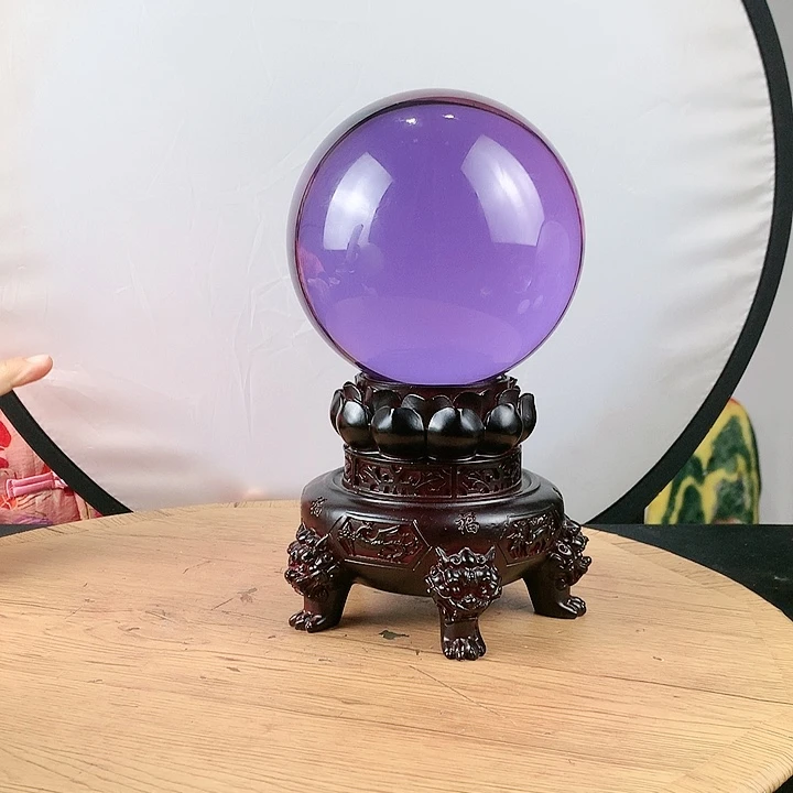 石材紫水晶球直径15带高档地拖