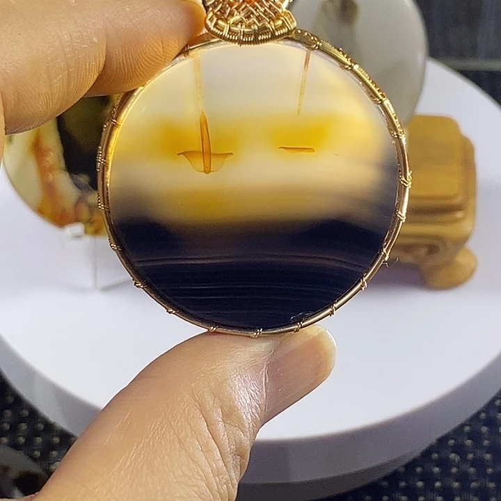 合成碳硅石非金属时尚图纹画面石饰品