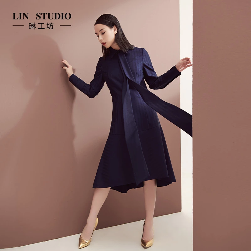【特殊活动款 不支持退换】琳工坊蓝色学院风连衣裙