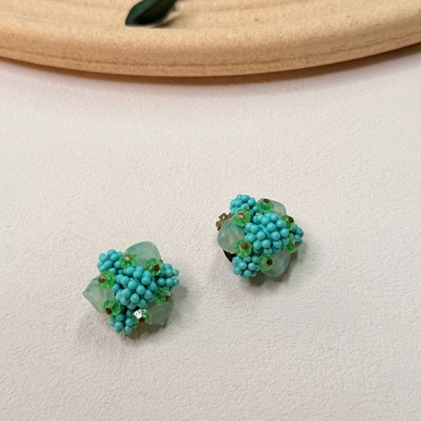 铜合金树脂耳饰 【六六中古】孤品复古耳夹th8417