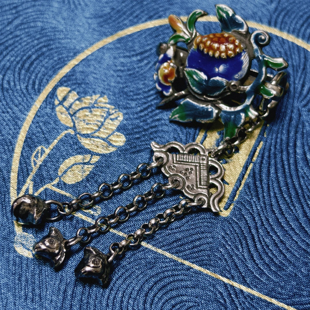 坠链均925银 爆款纯银99正品压襟女轻奢高级感时尚烧蓝挂件小流苏