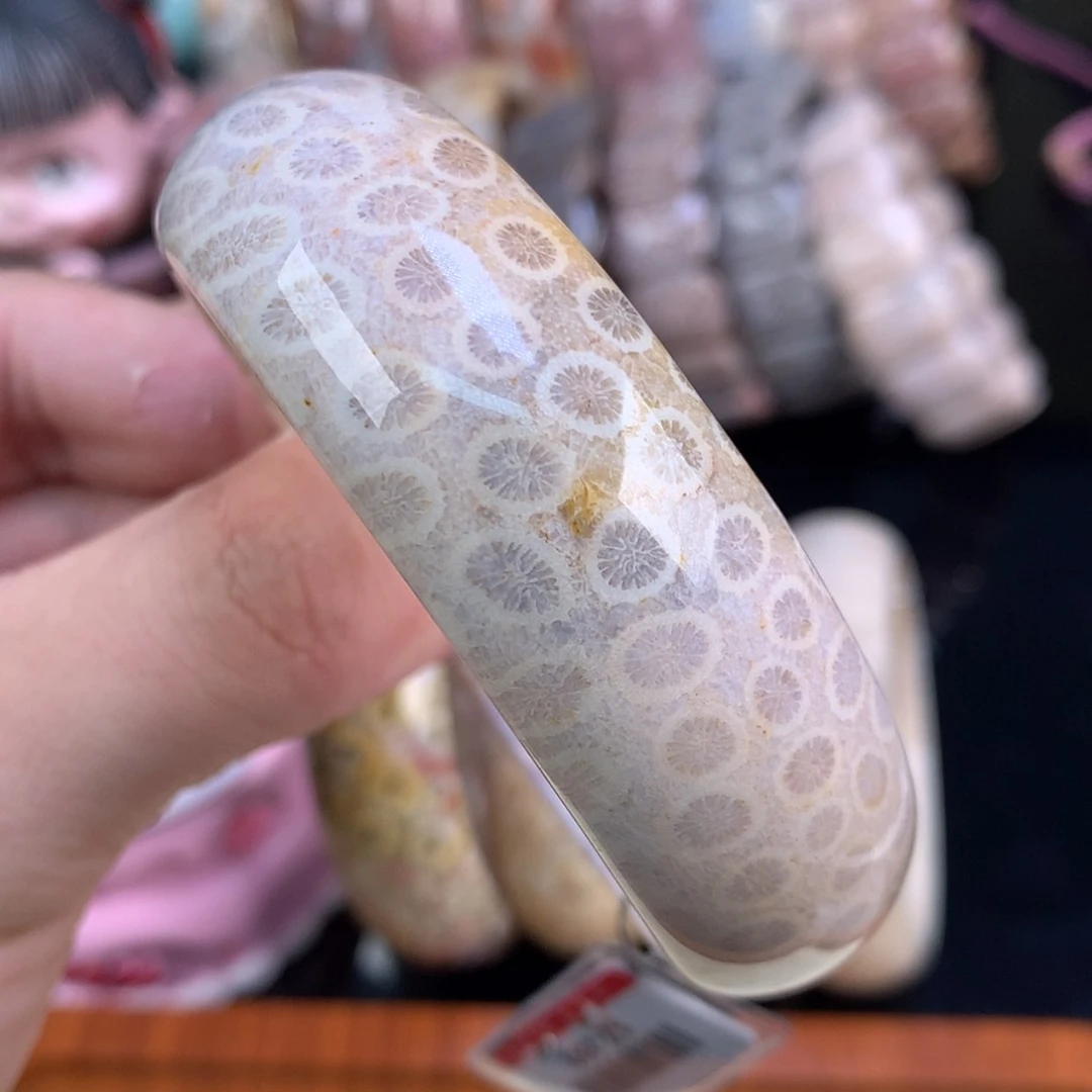 【闪购商品】颈饰未镶嵌硅化珊瑚（珊瑚玉）8号56.8圈带紫调柠檬