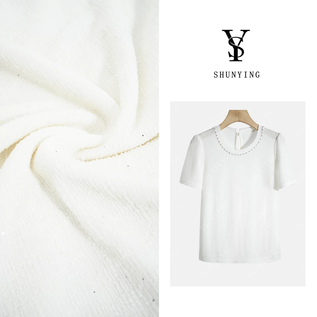 【仟娜】百搭舒适~时尚休闲显瘦圆领钉珠百搭短袖T恤SY72T892