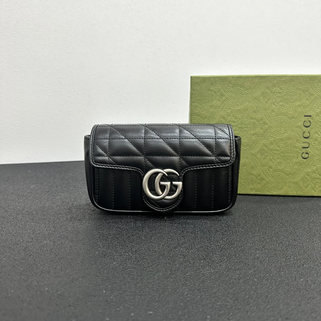 未使用 GUCCI/古驰 壹所奢品GUCCI 马蒙mini 黑银 闲置敏