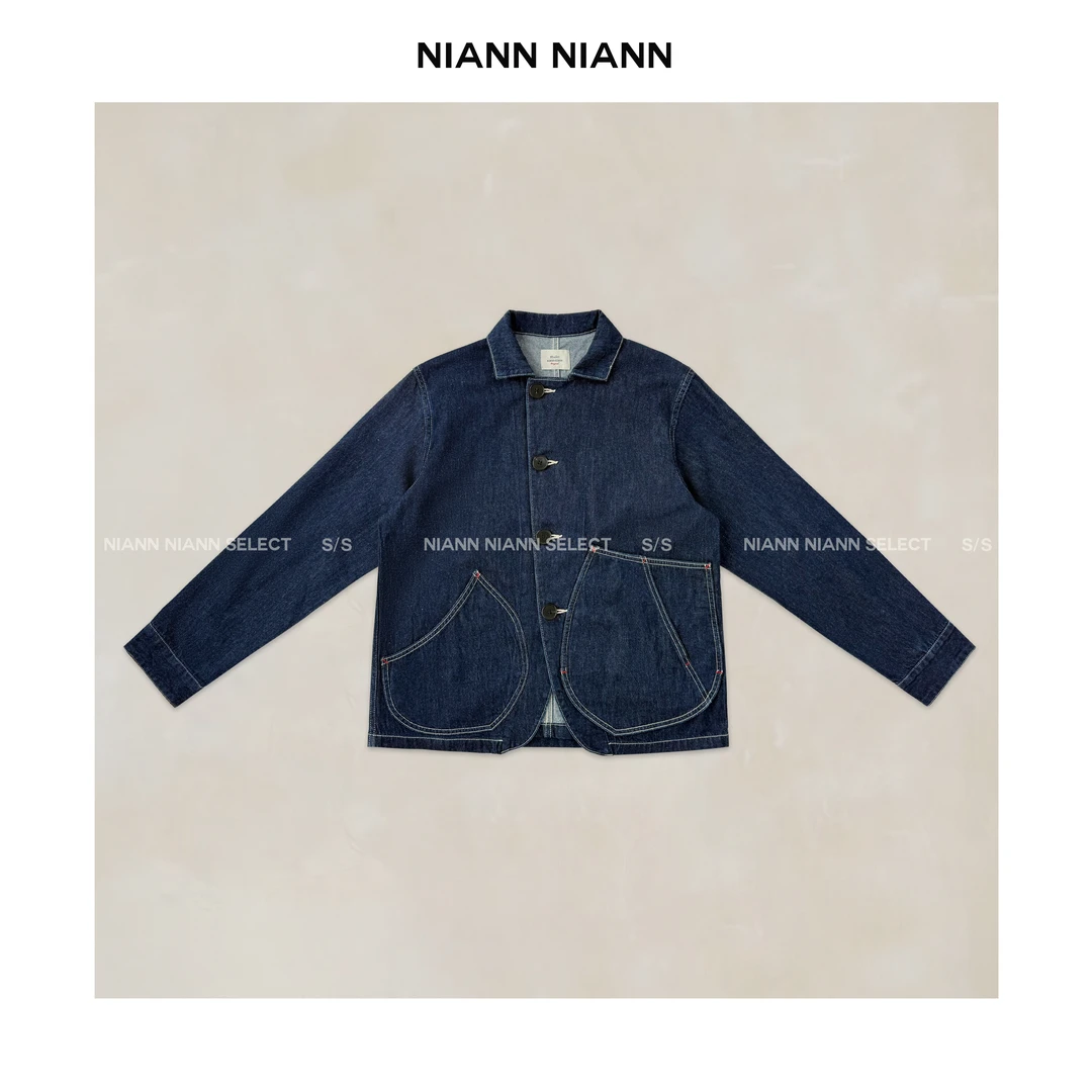 NiannNiann 四季款新品女装不规则大口袋翻领蓝牛工装外套15199