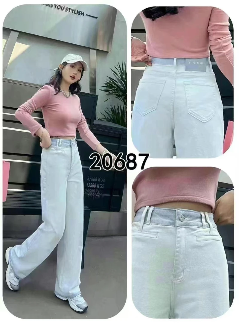 春季新款直筒阔腿牛仔裤20687（断码清仓）