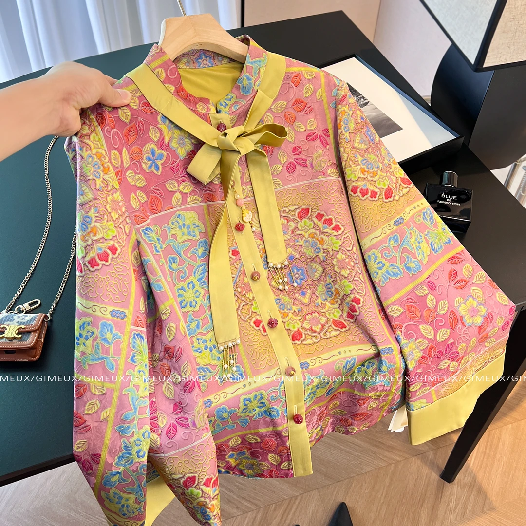 新中式国风外套女2025新款春秋季设计感气质时尚提花宽松短上衣潮