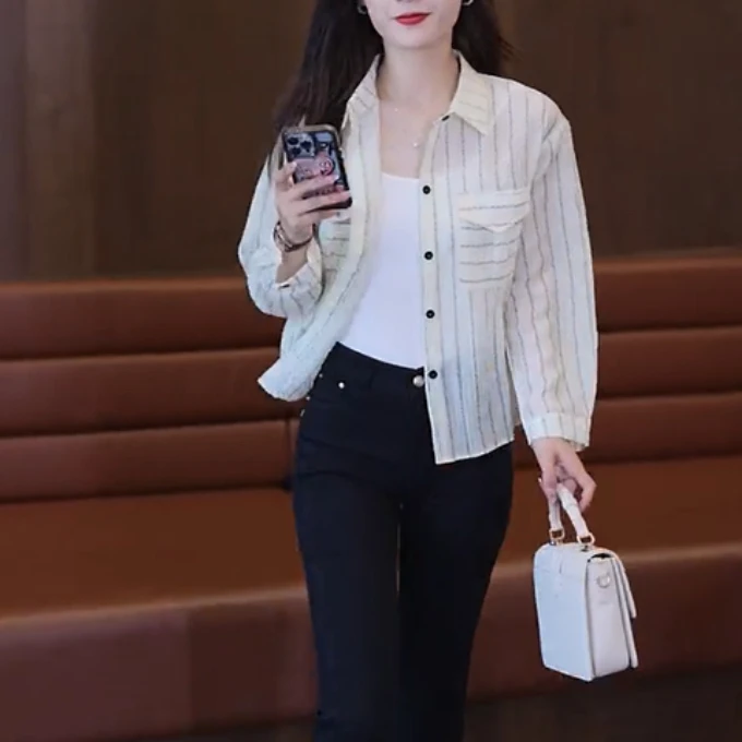 防晒雪纺衫外穿衬衫女夏季薄款雪纺开衫衬衣外套高级感长袖上衣