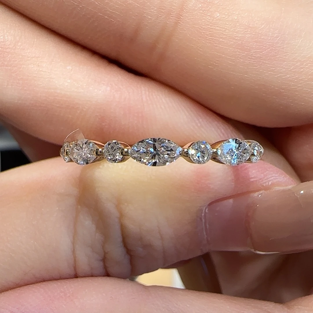 实验室培育钻石18K金镶嵌马眼排戒11-16