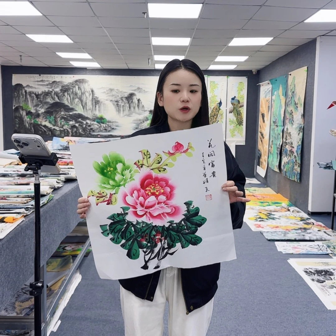 国画作品小姐姐放漏中