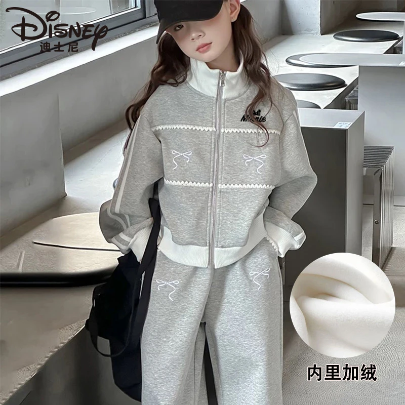 迪士尼2025春秋儿童休闲潮酷时尚网红女童帅气宽松开衫套装