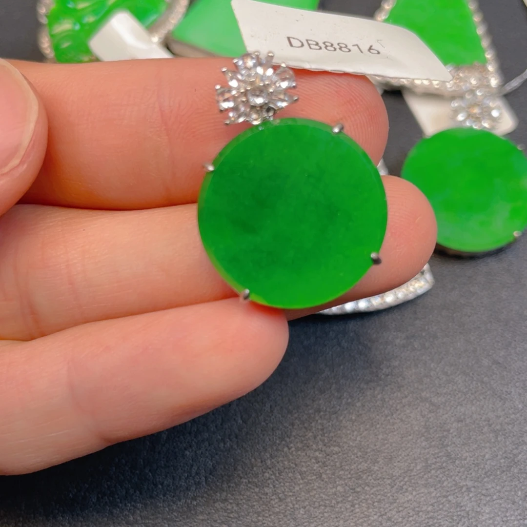 翡翠银S925镶嵌吊坠(不含链)