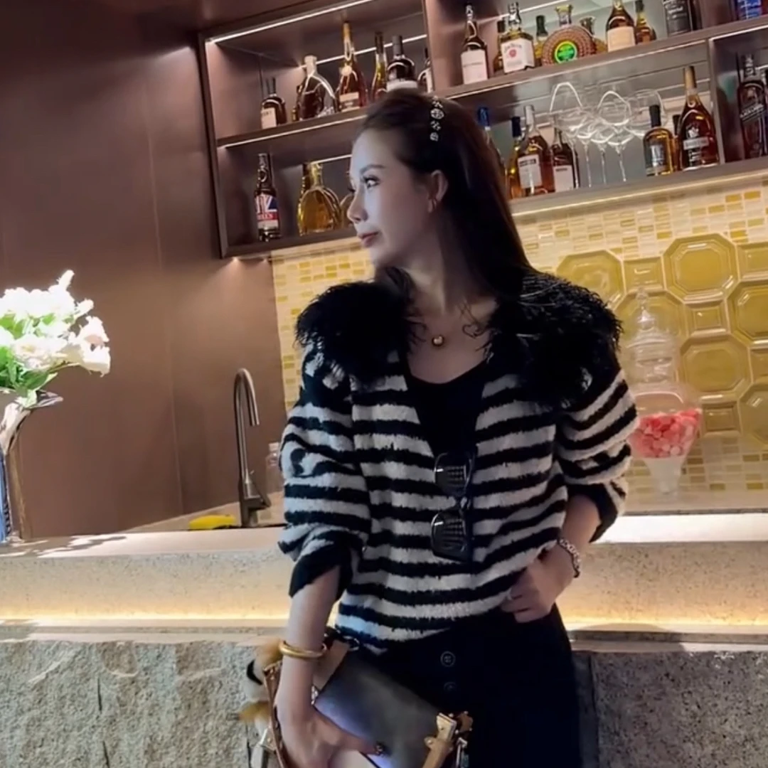 欧货美式小众复古针织衫2025秋冬季慵懒风宽松百搭毛衣