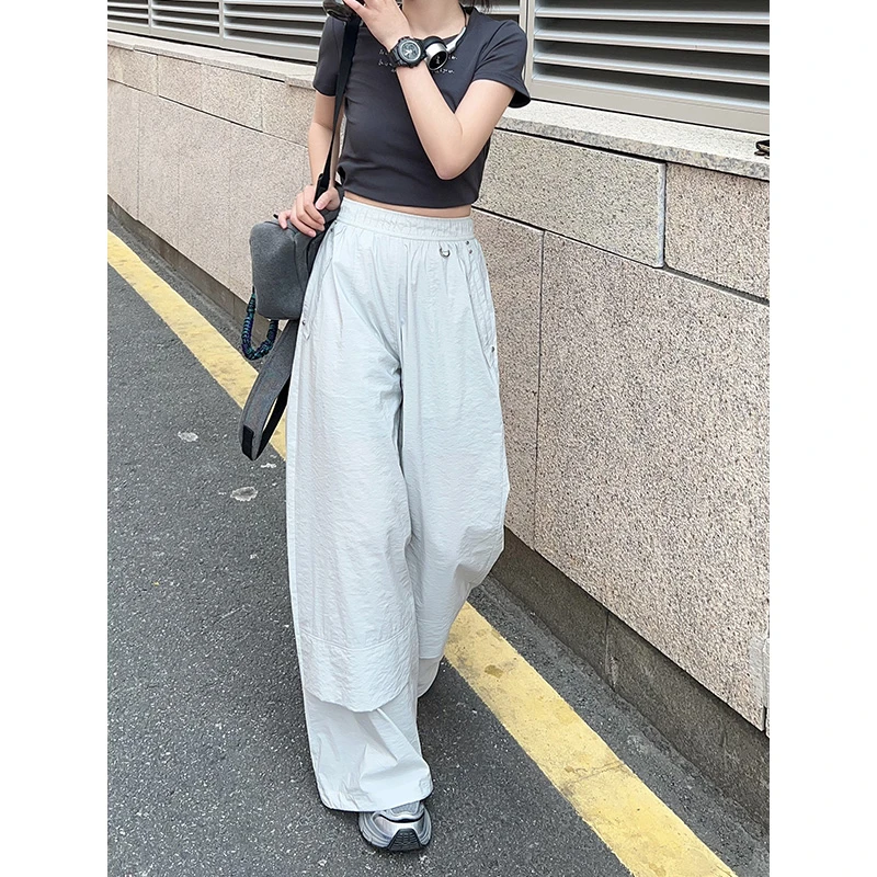 A美洋MEIYANG 银珠休闲裤 【欧若风】~皱感银丝阔腿裤【小70】-周三