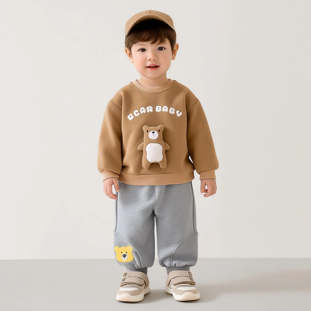 【上新】儿童秋季圆领套头卫衣字母熊春秋时尚百搭洋气211