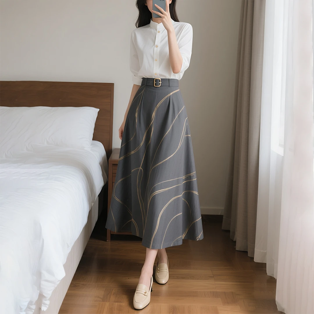 夏季新款智能时尚穿搭衬衫两件套装半身裙子通勤复古气质职业轻熟