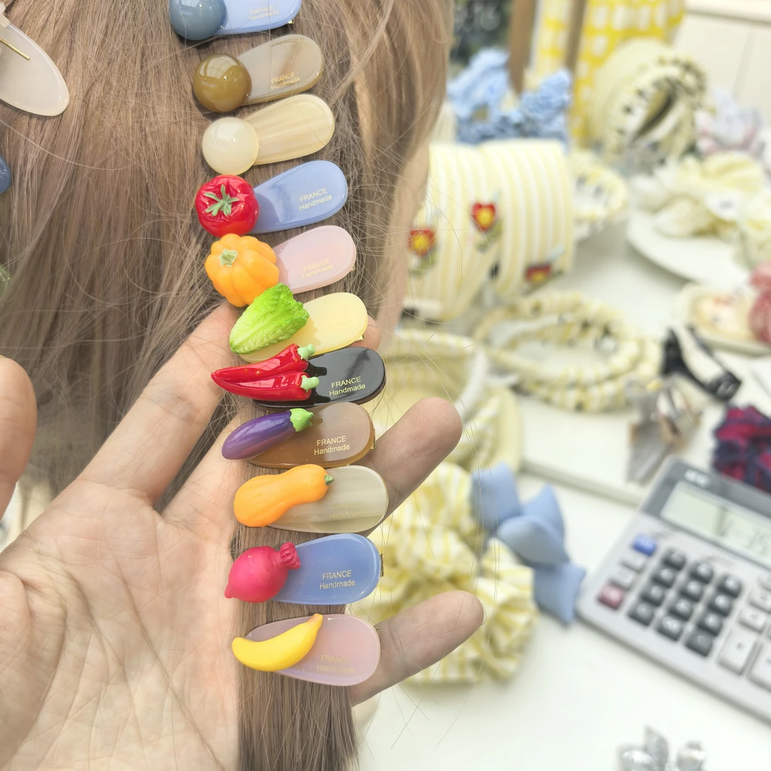 儿童网红可爱水果蔬菜小刘海小边夹碎发夹女孩糖果色发卡