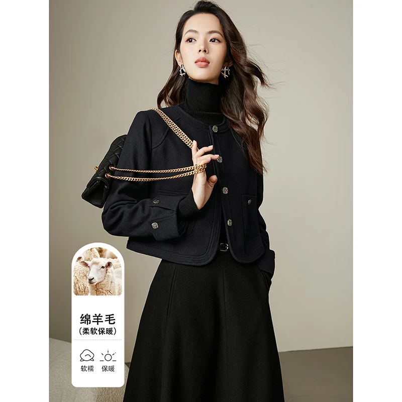 晚白【新品】外套圆领短外套女24112304