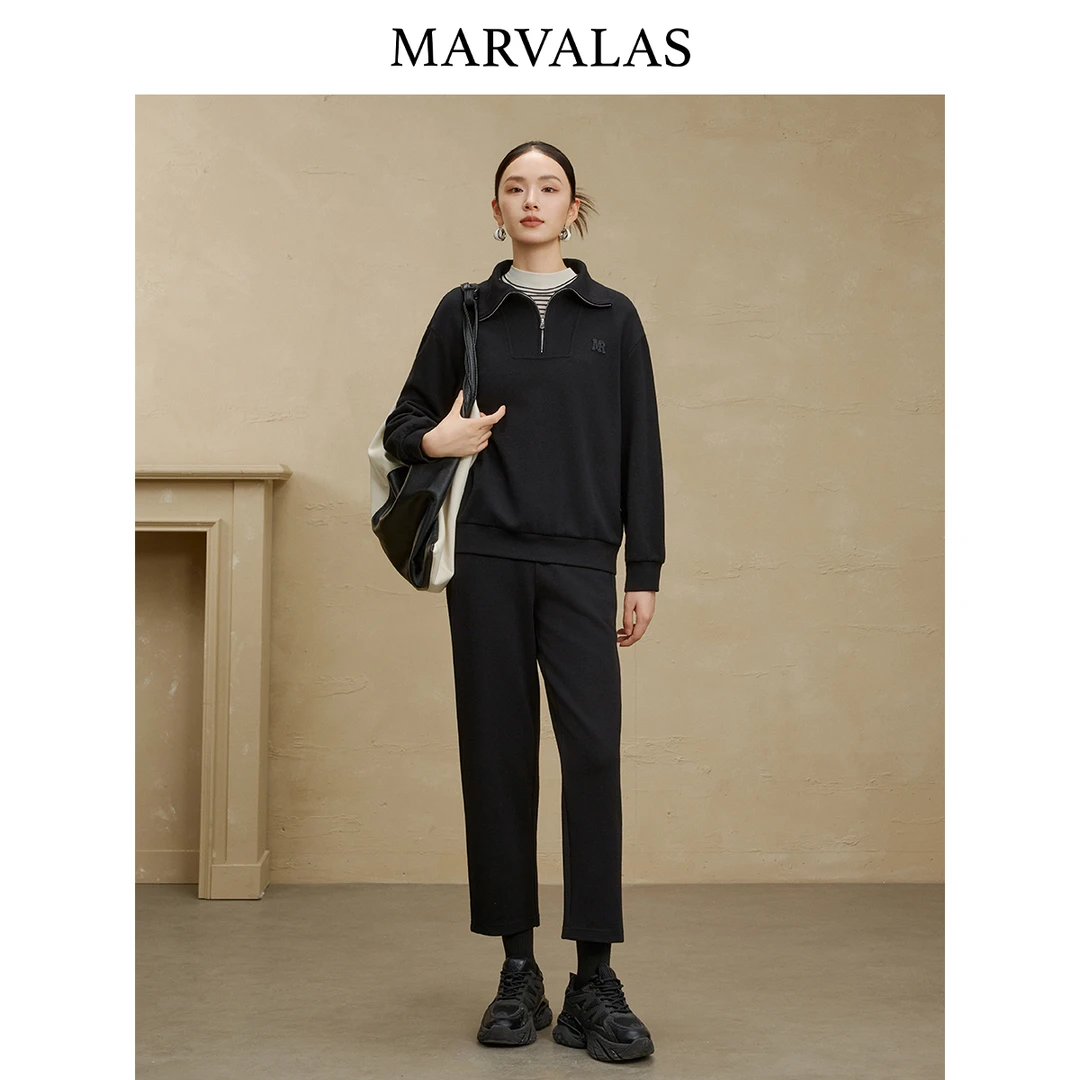 【大梦专属】长袖黑色卫衣冬季绵羊毛混纺百搭上衣休闲外套