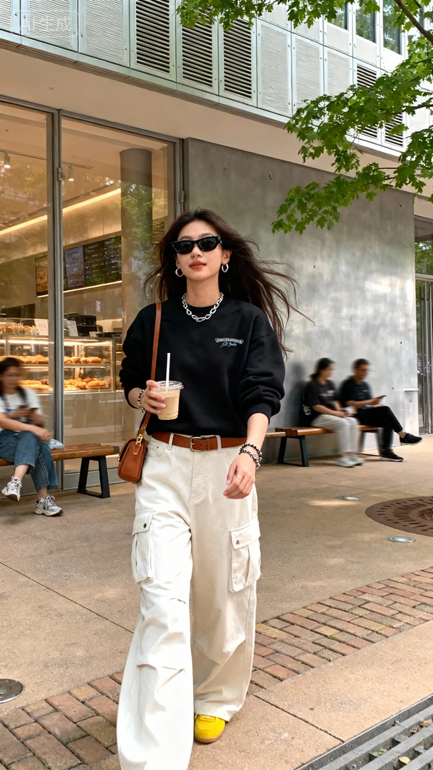 【梵文克罗】现货秋冬韩系慵懒分加绒加厚圆领卫衣女