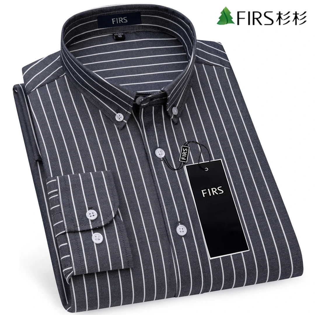 杉杉高端轻奢黑白条纹长袖商务休闲衬衣秋季潮流男士竖纹长袖衬衫