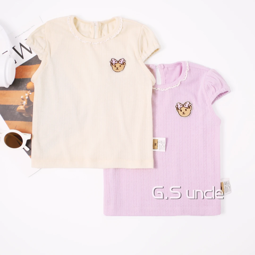 【熊本花语】Z096女宝夏季时尚可爱清凉短袖卡通吸汗T恤针织宝宝