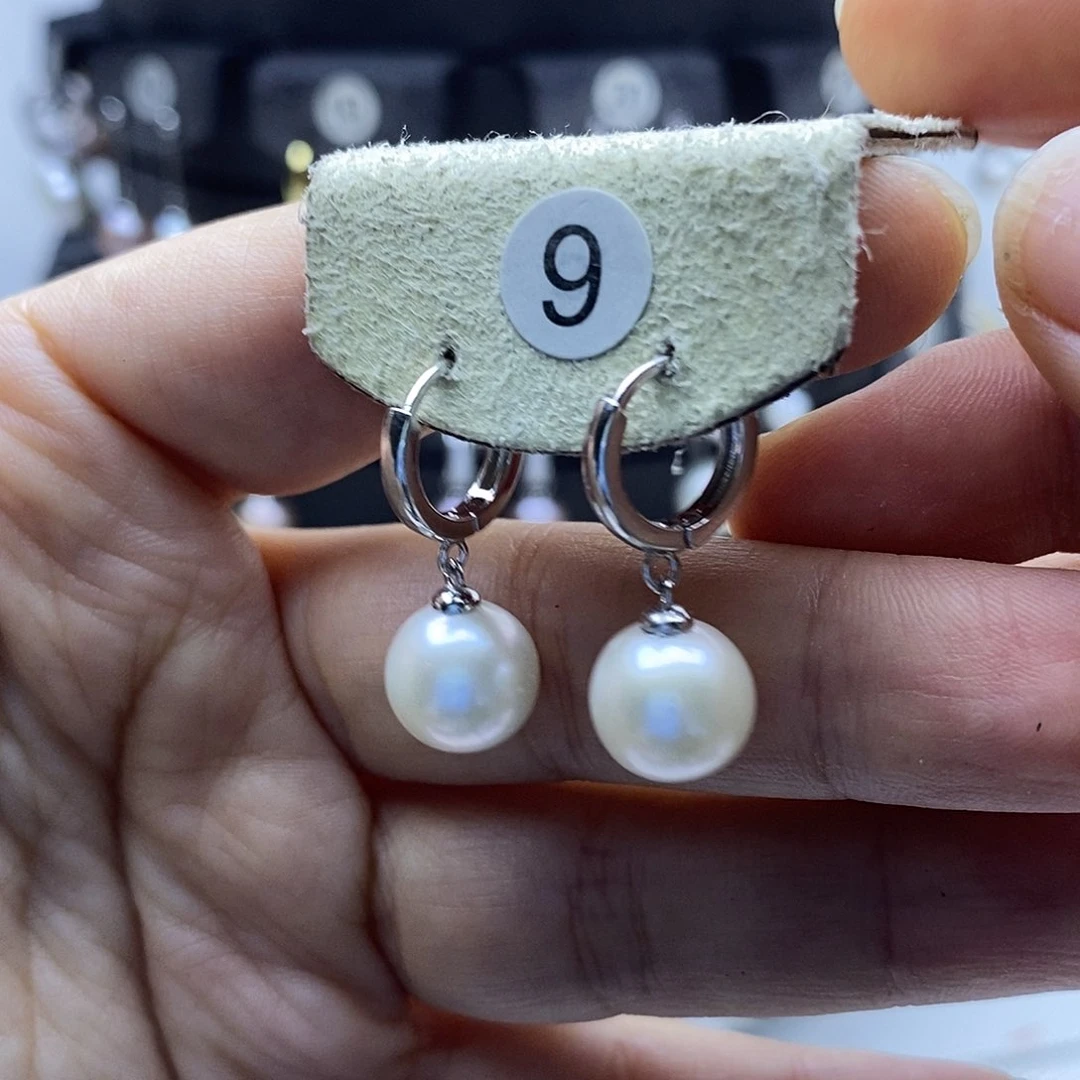 银S925镶嵌淡水珍珠耳饰