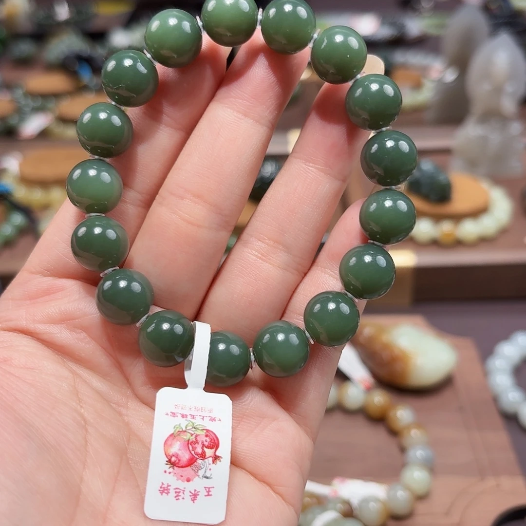 和田玉（碧玉）未镶嵌手链12 俄鸭蛋青特细