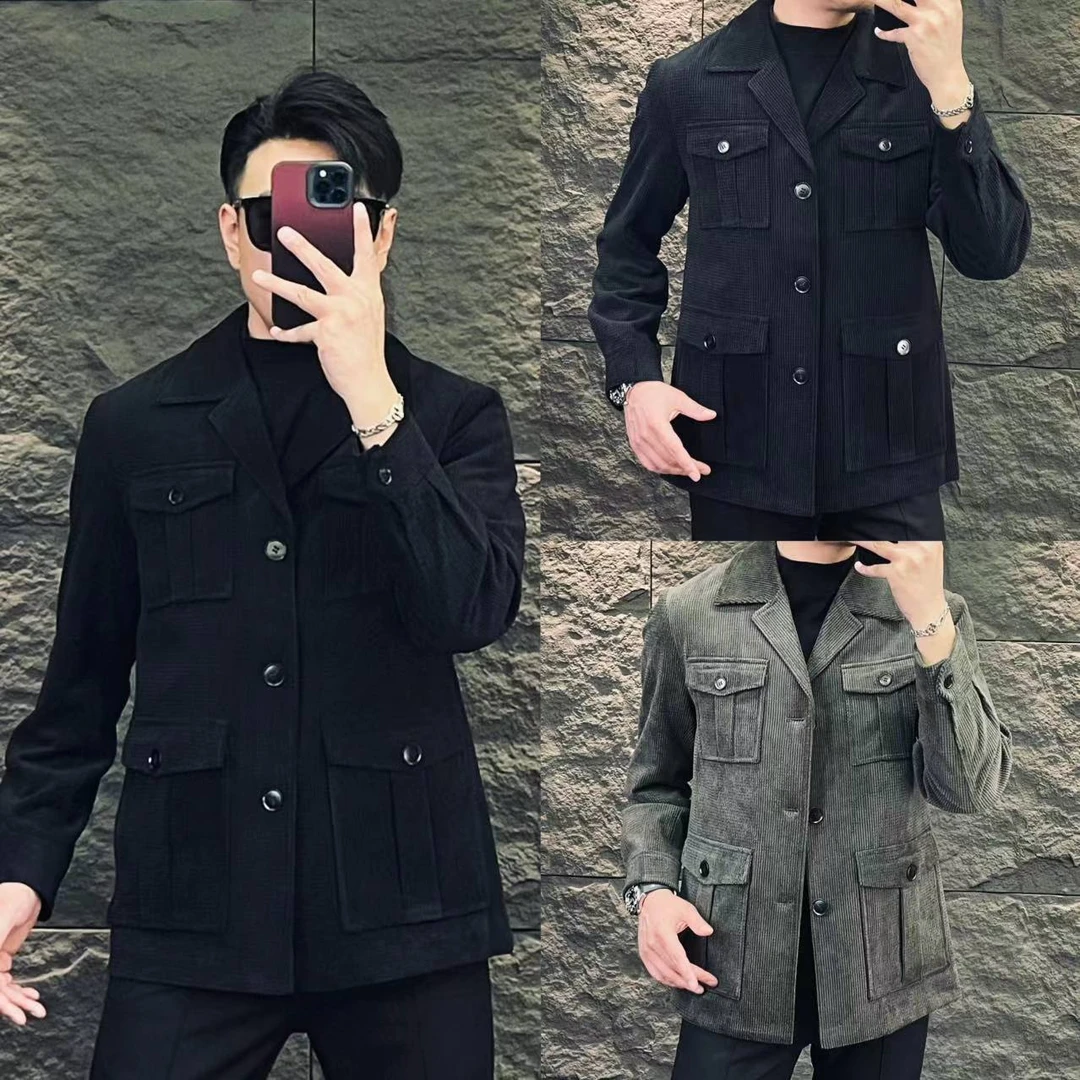 K6313轻奢高品春季欧货男士百搭时尚潮流夹棉薄棉夹克