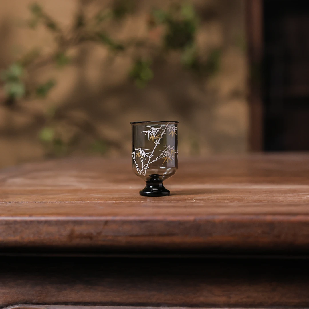 【小田甄陶】烟黑银竹-物肆-高脚杯（物肆0259）