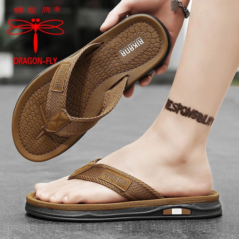 蜻蜓牌2025夏季新款人字拖男外穿防滑夹脚软底休闲拖鞋时尚沙滩鞋