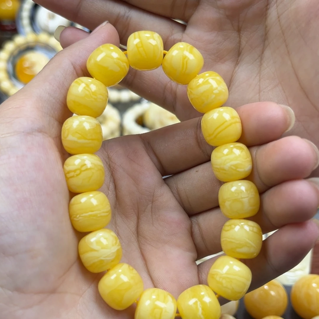 琥珀未镶嵌手串同料老邢手串13.1mm