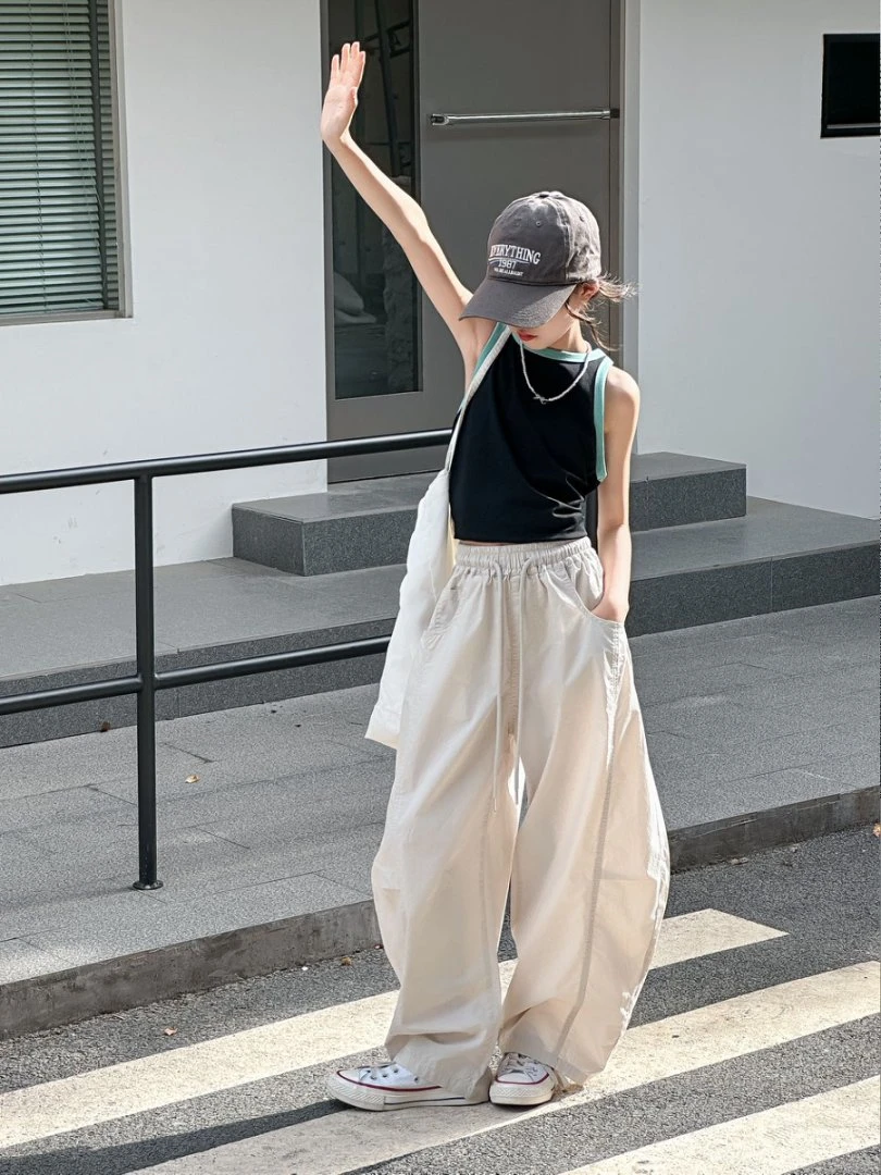 女童裤子夏季薄款2025新款儿童长裤夏装宽松直筒童装工装裤休闲裤
