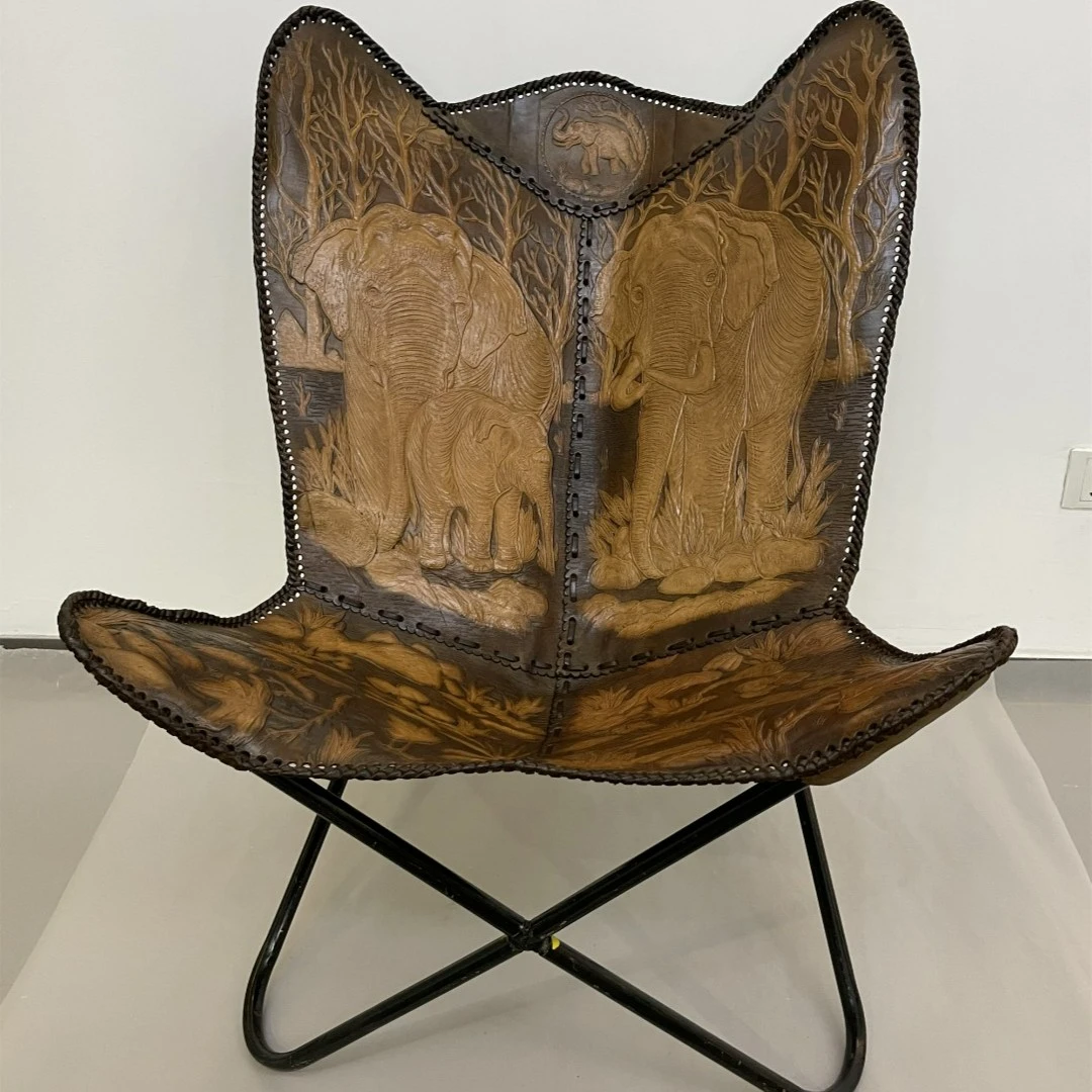 【锡兰甄选】斯里兰卡进口ceylontips锡兰精选手工蝴蝶椅水牛皮椅子