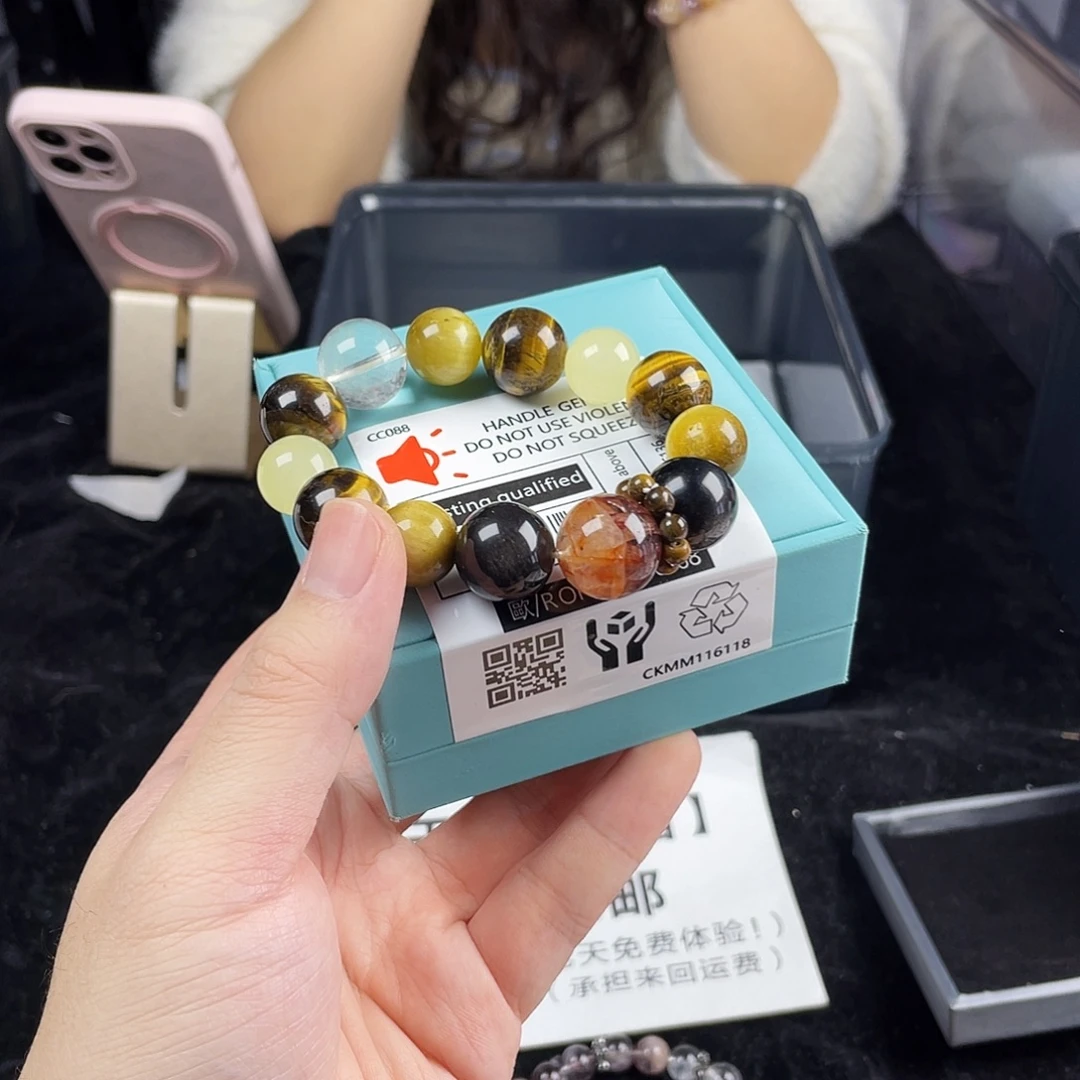 水晶手串银S925镀金镶嵌