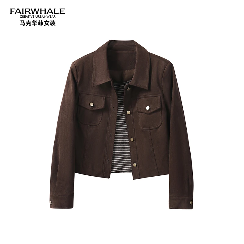 【娇娇专属】马克华菲女装秋季短款麂皮外套小个子修身 F53010AH501