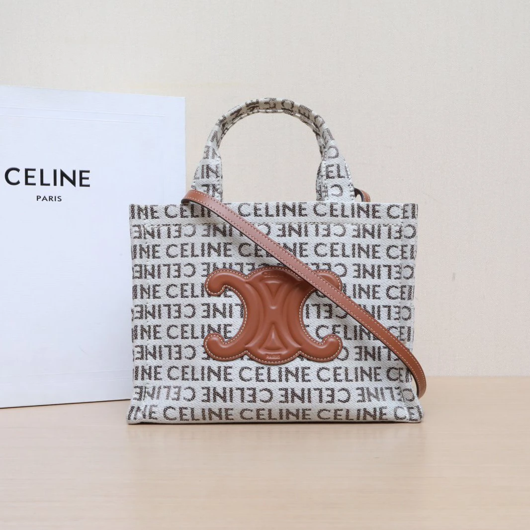 99新 Celine/思琳 【娇】拼色 帆布 购物袋 Tote 附肩带 173831
