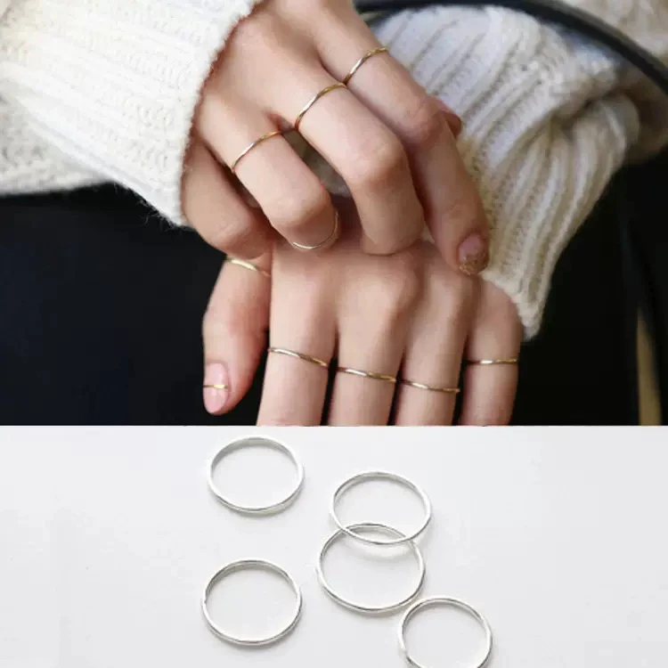 925银戒指 纯银关节戒指女个性指环尾戒