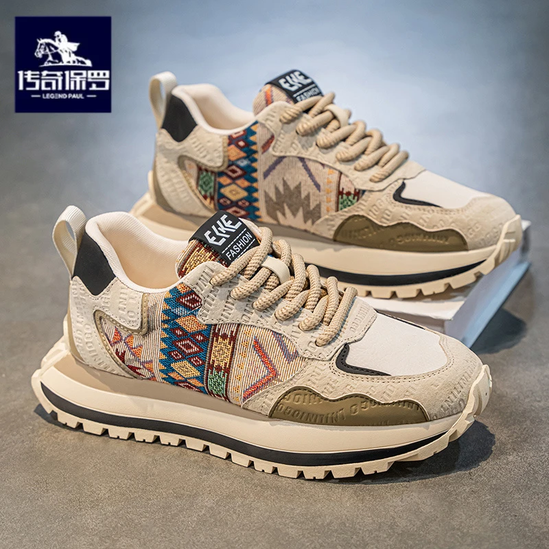 传奇保罗正版男鞋冬季潮牌百搭休闲阿甘跑步运动厚底增高老爹潮鞋