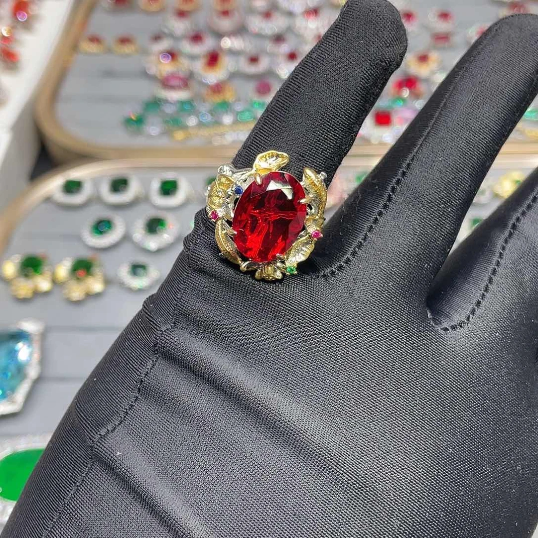 红宝石颈饰银S925镶嵌46