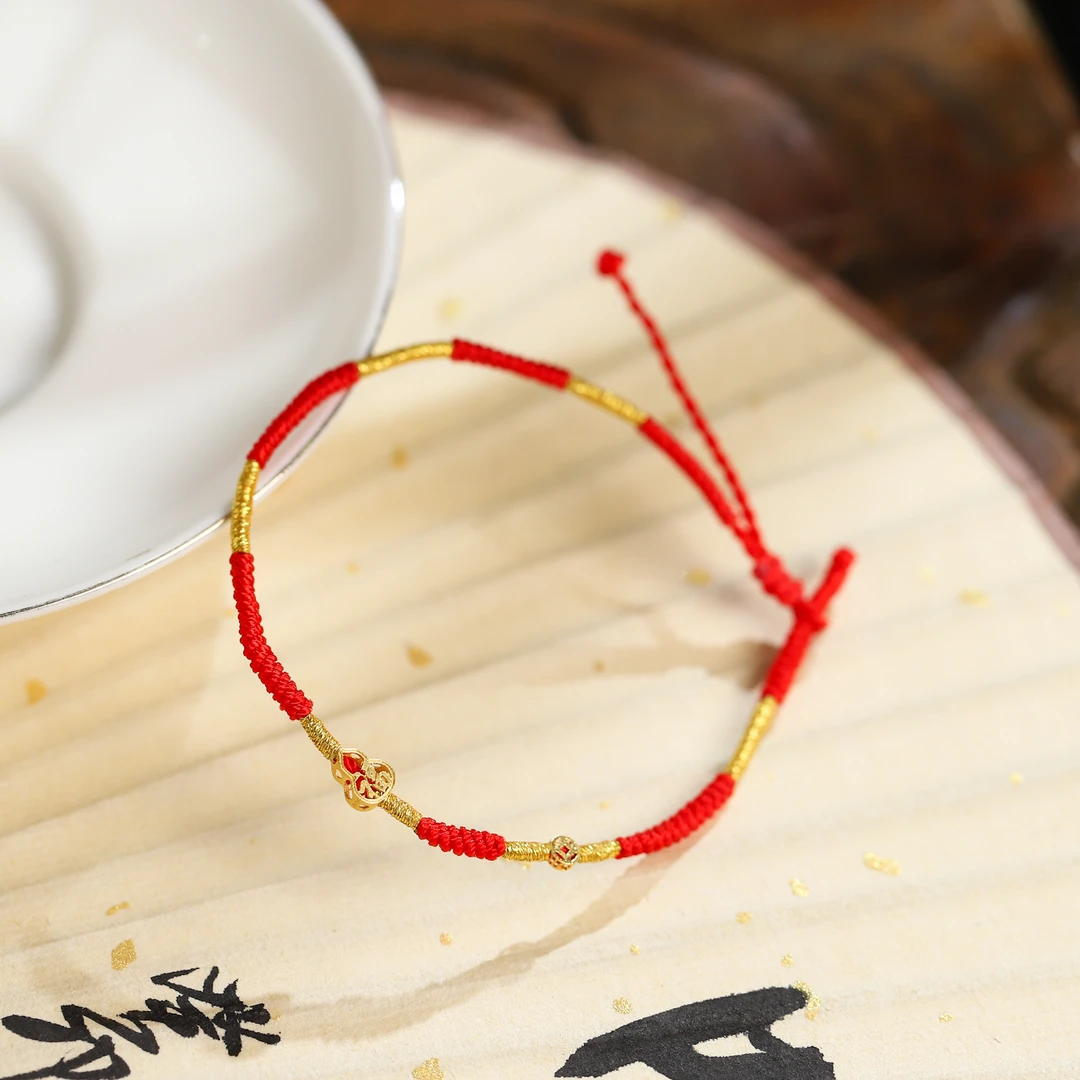 【溪晚风】18K金手编绳