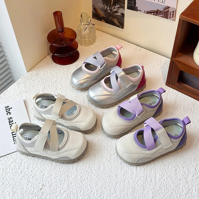 儿童单鞋2025春夏新款小女孩镂空防滑阿甘鞋女童网面休闲板鞋百搭