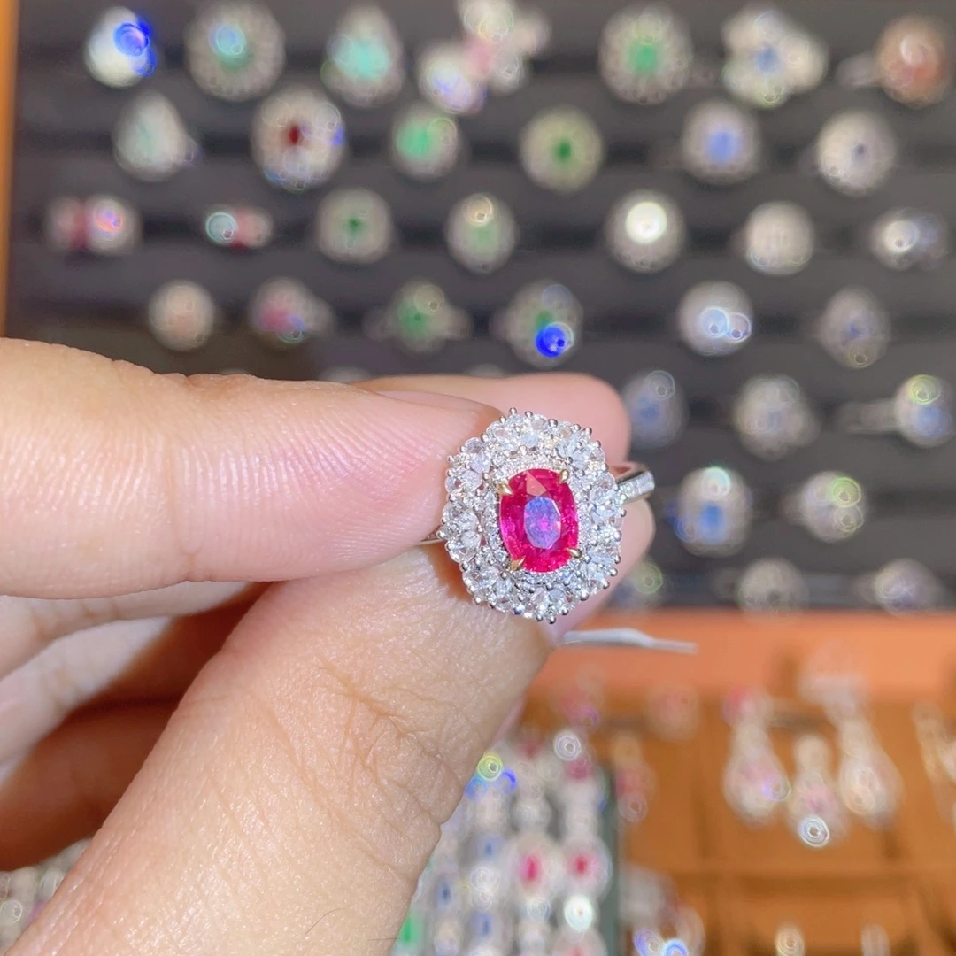 红宝石戒指18K金镶嵌0.85ct 无烧鸽血