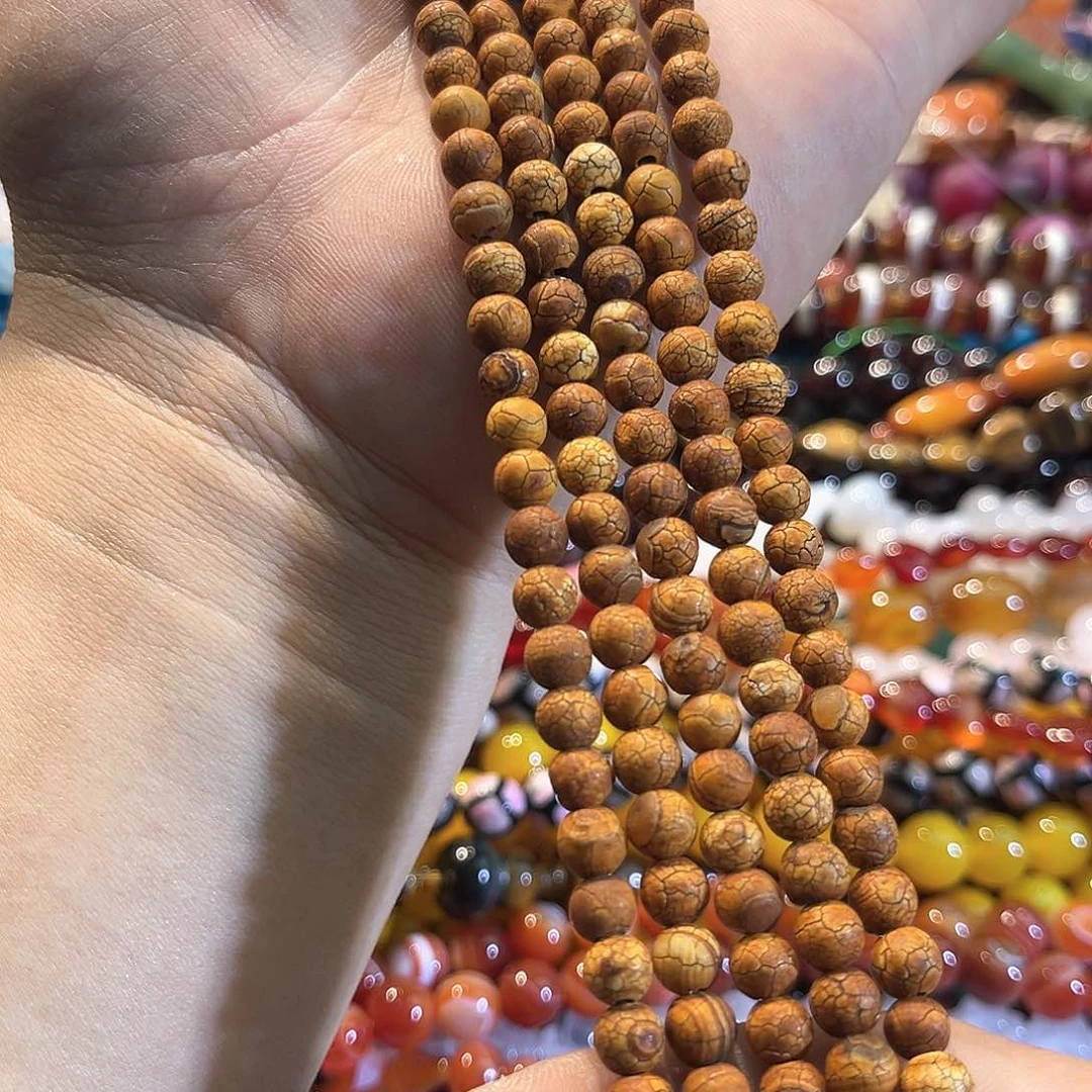 玛瑙/玉髓合金珠宝半成品树皮玛瑙一条6mm