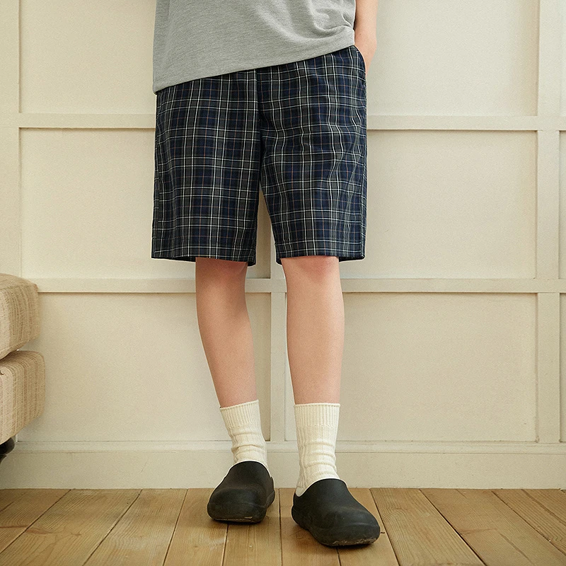 714street色织复古格子休闲短裤2025夏季新款透气宽松短裤512123