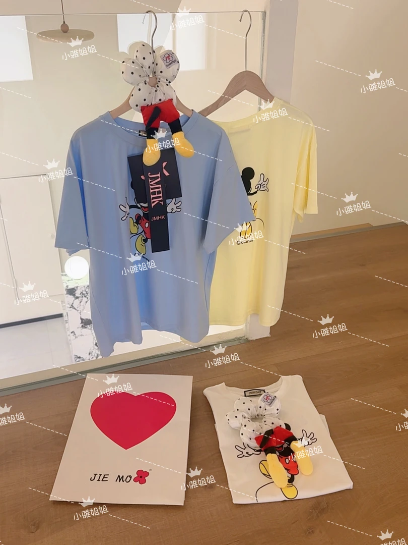 小雅姐姐  减龄卡通小鼠波点发圈休闲短袖T恤上衣IS66