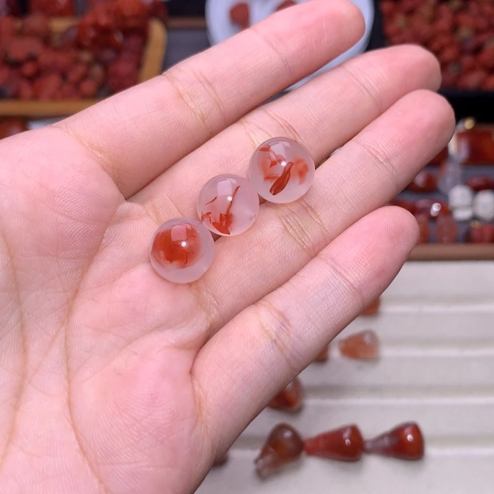 赛***金未镶嵌南红南红玛瑙飘花珠子